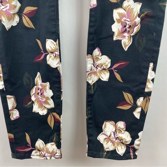 7‎ For All Mankind Skinny Black Floral Print Jeans Mid-Rise Size 29 - Picture 6 of 14